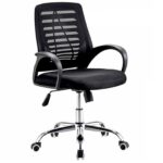 Adjustable Office Chair with Lumbar Support, Thick Padded Cushion, Armrests, and Breathable Mesh 360-degree Swivel Wheels (Black)