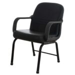 Waiting Essentials Collection Bonded Leather Executive Side Chair with Two Arms, in Black
