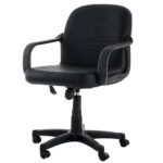 Manager swivel leather office chair with fiber star base, Black
