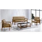 Sofa with Spring Seats and Silver Metal Legs, Beige