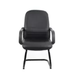 Waiting Essentials Collection Bonded Leather Executive Side Chair with Two Arms, in Black