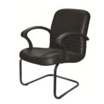 Waiting Essentials Collection Bonded Leather Executive Side Chair with Two Arms, in Black