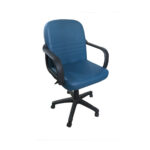 Manager swivel leather office chair with fiber star base,blue