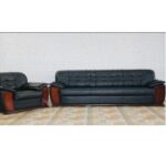 Office Sofa Leather 3 Piece Sofa Set, Black