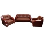 Office Sofa Leather 3 Piece Sofa Set, Brown