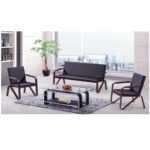 Sofa with Spring Seats and Silver Metal Legs, Dark Brown