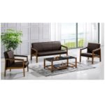 Sofa with Spring Seats and Silver Metal Legs, Dark Brown
