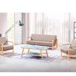 9022 – Imported Wood-Look Frame Sofa Set – Modern Office Lounge Seating
