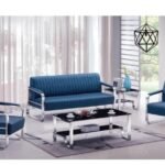 703 – Imported Steel Frame Sofa Set – Olive Green Upholstery