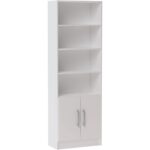 Multipurpose Side Shelves with Cabinet, White
