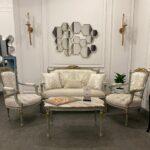 2-10 صالون كلاسيك فرنسي فاخر أوف وايت بتطعيمات ذهبية