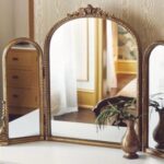 4-9 مرآة تسريحةثلاثية إطار ذهبي كلاسيك