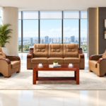 EZ-318 – Beech Wood Office Sofa Set – Classic Executive Design