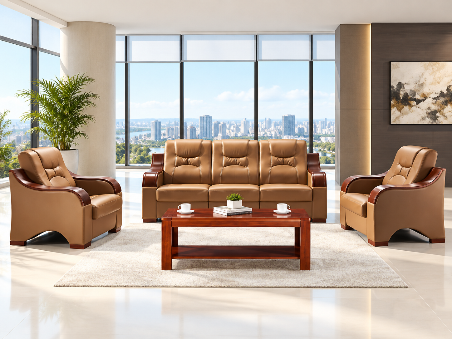 ChatGPT Image Sep 28, 2026, 02_42_32 PM EZ-318 – Beech Wood Office Sofa Set – Classic Executive Design - Image 1